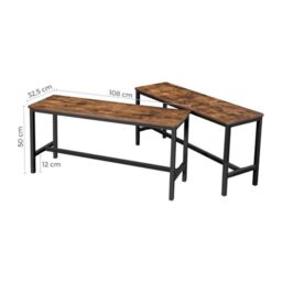 VASAGLE Set of 2 Indoor Dining Benches with Metal Frame in Brown - thumbnail 3