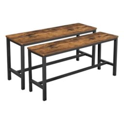 VASAGLE Set of 2 Indoor Dining Benches with Metal Frame in Brown - thumbnail 7