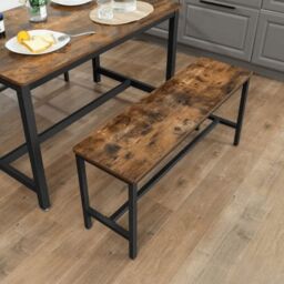 VASAGLE Set of 2 Indoor Dining Benches with Metal Frame in Brown - thumbnail 4