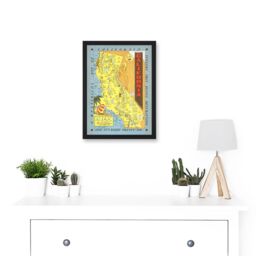 Artery8 Hysterical Map Lindgren 1948 California Pictorial Artwork Framed Wall Art Print A4 in Black - thumbnail 2