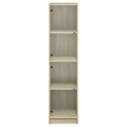 Berkfield Home Highboard with Glass Doors Sonoma Oak 35x37x142 cm in Light Tan - Size: 35 x 37 x 142 cm - thumbnail 5