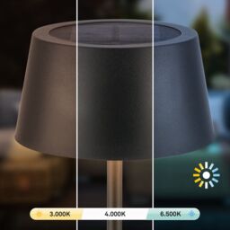 BRILONER Black Matt Solar Powered CCT LED Table Lamp - thumbnail 6