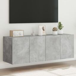 Berkfield Home TV Wall Cabinets with LED Lights 2 pcs Concrete Grey 60x35x41 cm - Size: 60 x 35 x 41 cm - thumbnail 1