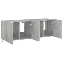 Berkfield Home TV Wall Cabinets with LED Lights 2 pcs Concrete Grey 60x35x41 cm - Size: 60 x 35 x 41 cm - thumbnail 7