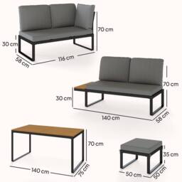 OUTSUNNY Patio Furniture Set Modular 6 Pieces Grey - thumbnail 3