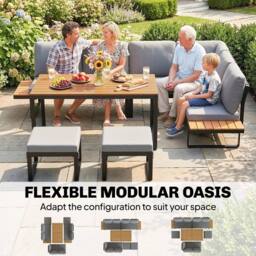 OUTSUNNY Patio Furniture Set Modular 6 Pieces Grey - thumbnail 4
