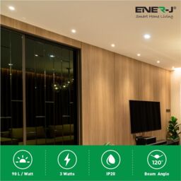 ENER-J 3W Recessed Round LED Mini Panel 85mm diameter (Hole Size 70mm), CE Driver, 90 Lm/Watt, RA 80, 3000K in White - thumbnail 4