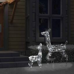 Berkfield Home White Acrylic Reindeer Family Christmas Decoration 160 LED Cold White