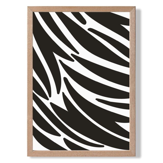 ARTZE Cute Cartoon Style Zebra Print Framed Print SIZE: A3 with Oak Frame in Black - Size: A4 - image 1