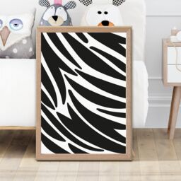 ARTZE Cute Cartoon Style Zebra Print Framed Print SIZE: A3 with Oak Frame in Black - Size: A4 - thumbnail 2