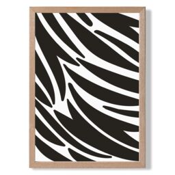 ARTZE Cute Cartoon Style Zebra Print Framed Print SIZE: A3 with Oak Frame in Black - Size: A4 - thumbnail 1