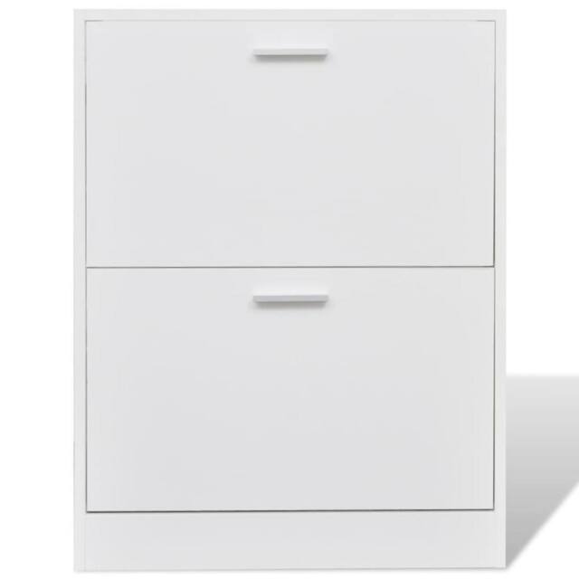 Berkfield Home Stylish White Wooden Shoe Cabinet with 2 Compartments - image 1