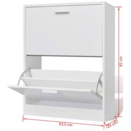 Berkfield Home Stylish White Wooden Shoe Cabinet with 2 Compartments - thumbnail 6