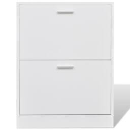 Berkfield Home Stylish White Wooden Shoe Cabinet with 2 Compartments