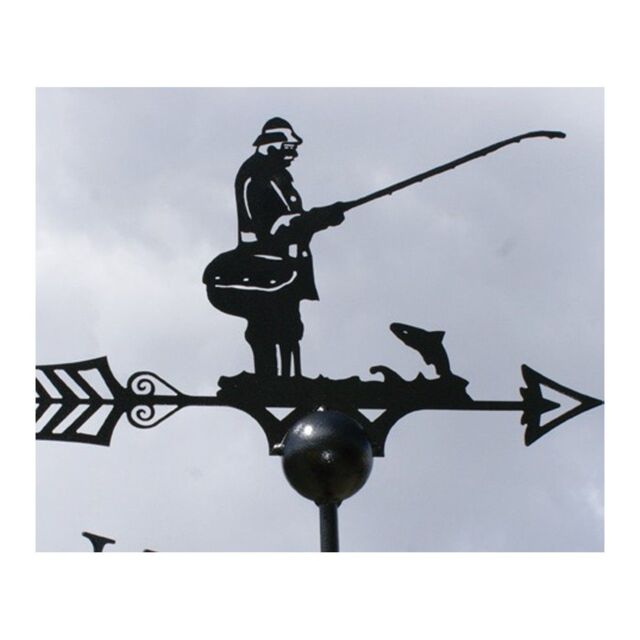 Poppyforge Fisherman Weathervane - Solid Steel - W61xH88 cm - Powder Coated Black - image 1