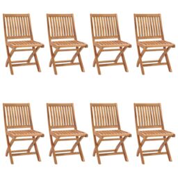 Berkfield Home Folding Garden Chairs 8 pcs Solid Teak Wood in Brown - thumbnail 1