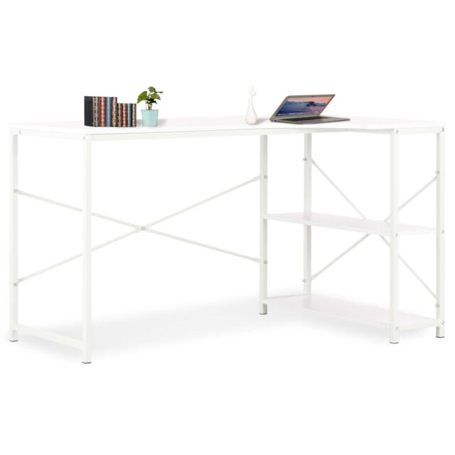 HOMCOM 360° Rotating Corner Desk L Shaped Computer Desk Student Writing Table Workstation With Storage Shelf Home Office Black