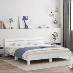 Berkfield Home Bed Frame with LED without Mattress White 200x200 cm - thumbnail 3