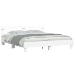 Berkfield Home Bed Frame with LED without Mattress White 200x200 cm - thumbnail 5