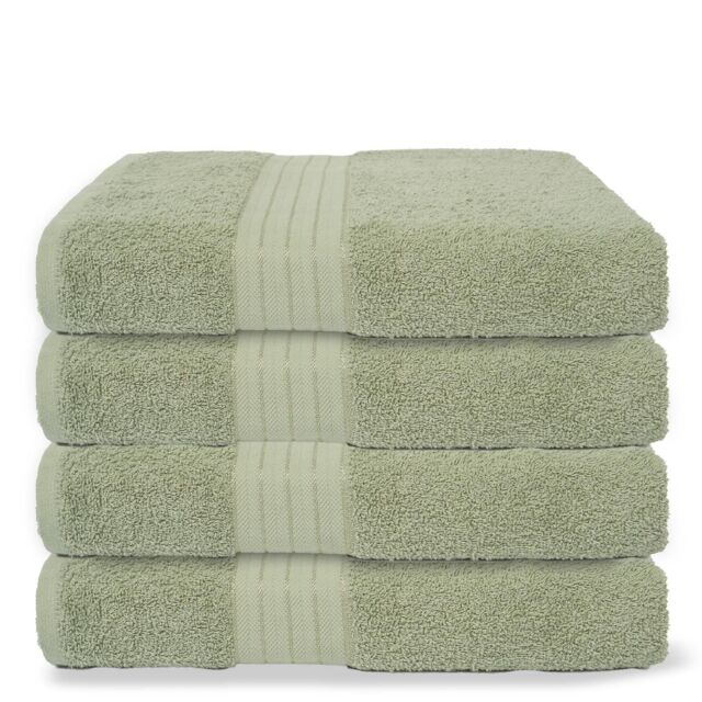 OHS 4 Pack of 100% Cotton Bath Sheet Bathroom Towel in Pale Green - image 1