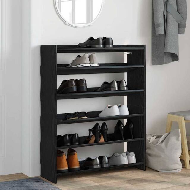 Berkfield Home Shoe Rack Black 80x25x100 cm Engineered Wood - Size: 80 x 25 x 100 cm - image 1