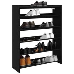 Berkfield Home Shoe Rack Black 80x25x100 cm Engineered Wood - Size: 80 x 25 x 100 cm - thumbnail 2