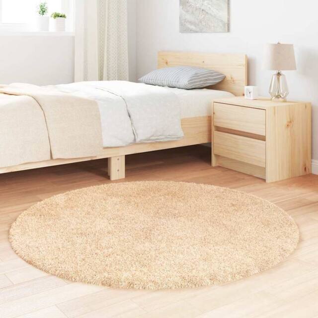 Berkfield Home Shaggy Rug High Pile NAVARRA Beige 120x120 cm Polyester - Size: Medium - image 1