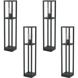 Loops 4 PACK IP44 Outdoor Bollard Light Black Cast Aluminium Box 40W E27 Tall Post - thumbnail 1