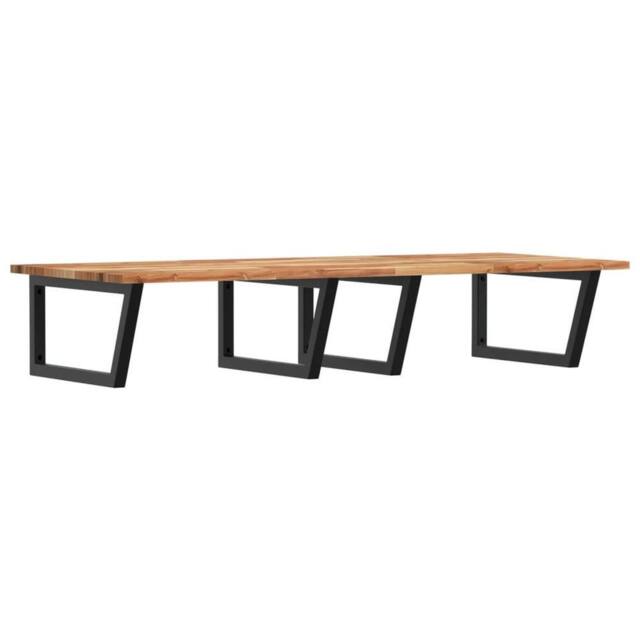 Berkfield Home Basin Shelf Wall Mounted Steel & Solid Wood Acacia in Brown - image 1