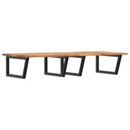 Berkfield Home Basin Shelf Wall Mounted Steel & Solid Wood Acacia in Brown
