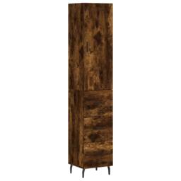Berkfield Home Highboard Smoked Oak 34.5x34x180 cm Engineered Wood in Brown - thumbnail 3