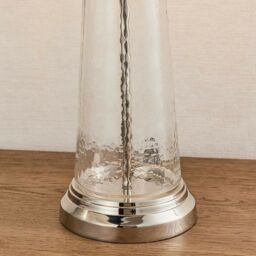 Loops Luxury Table Lamp Textured Hammered Clear Glass & Teal Velvet Fabric Shade Light - thumbnail 5