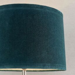 Loops Luxury Table Lamp Textured Hammered Clear Glass & Teal Velvet Fabric Shade Light - thumbnail 4