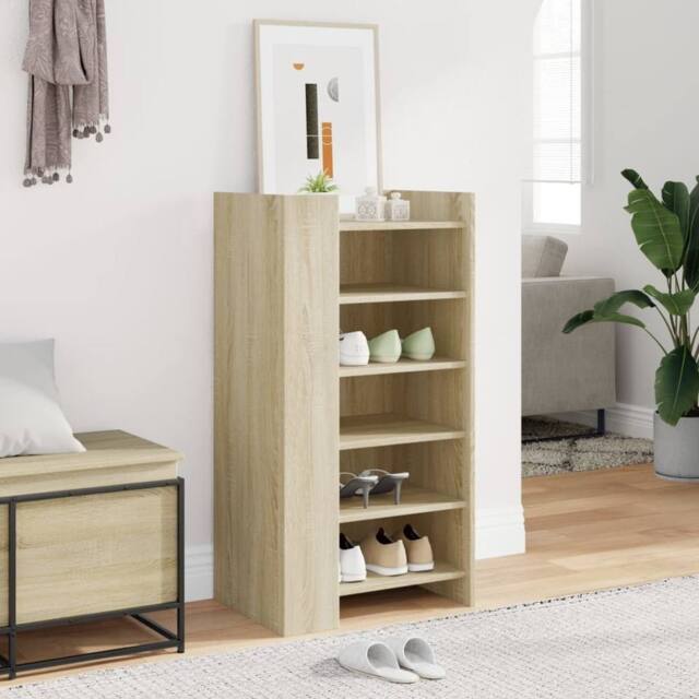 Berkfield Home Shoe Cabinet Sonoma Oak 52x37.5x100 cm Engineered Wood in Light Brown - image 1