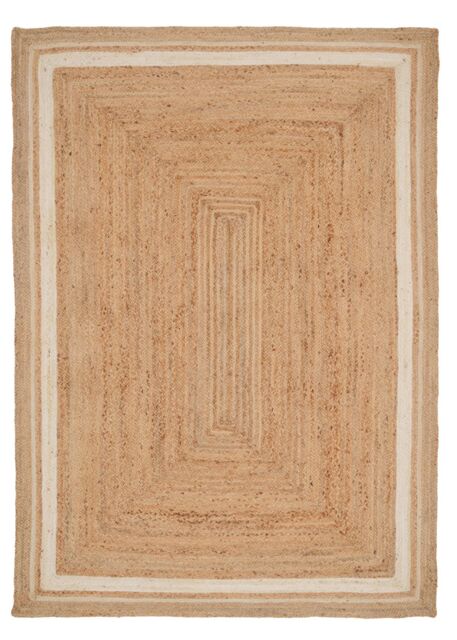 Kukoon Bordered Natural Handwoven Braided Jute Fireside Living Area Rug in Beige - Size: 190 cm x 280 cm - image 1