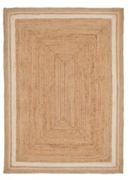Kukoon Bordered Natural Handwoven Braided Jute Fireside Living Area Rug in Beige - Size: 190 cm x 280 cm - thumbnail 1