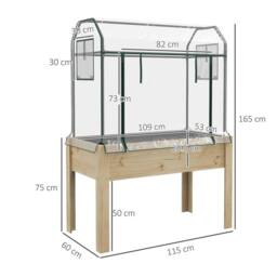 NESTLUNE Wooden Raised Planter, Garden Bed with Greenhouse in Natural - Size: 1.25kg - thumbnail 2