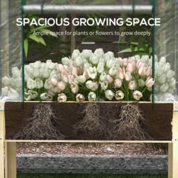 NESTLUNE Wooden Raised Planter, Garden Bed with Greenhouse in Natural - Size: 1.25kg - thumbnail 4