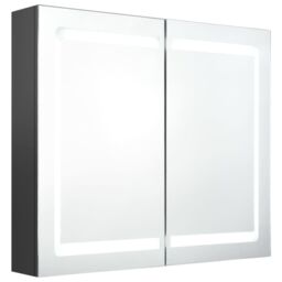 Berkfield Home LED Bathroom Mirror Cabinet Grey 80x12x68 cm - Size: 80 x 12 x 68 cm - thumbnail 2