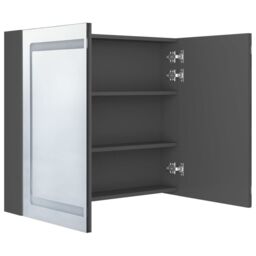 Berkfield Home LED Bathroom Mirror Cabinet Grey 80x12x68 cm - Size: 80 x 12 x 68 cm - thumbnail 5