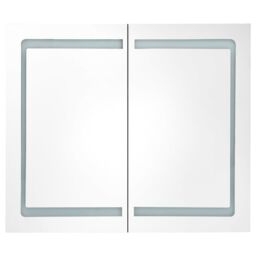 Berkfield Home LED Bathroom Mirror Cabinet Grey 80x12x68 cm - Size: 80 x 12 x 68 cm - thumbnail 4