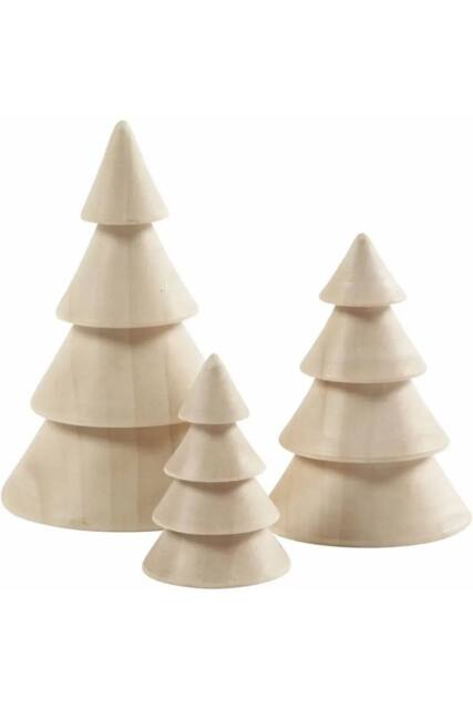 KDMD Wooden Christmas trees Set of 3 in Cream - image 1