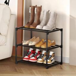 Kelvenix 3Tier Shoe Rack Free Standing Shoes Storage Tall in Black