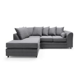 Abakus Direct Darcy Corner Sofa Left Hand Facing in Smart Linen Fabric in Dark Grey