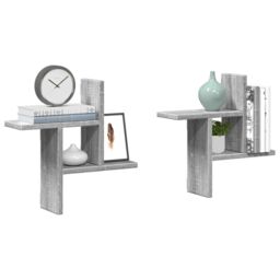 Berkfield Home Wall Shelves 2 pcs Grey Sonoma 38x12x38 cm Engineered Wood - Size: 38 x 12 x 38 cm
