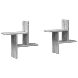 Berkfield Home Wall Shelves 2 pcs Grey Sonoma 38x12x38 cm Engineered Wood - Size: 38 x 12 x 38 cm - thumbnail 2