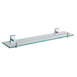 Showerdrape Unity Chrome Stainless Steel Wall Mounted Glass Vanity Shelf in Silver - thumbnail 3