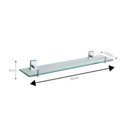 Showerdrape Unity Chrome Stainless Steel Wall Mounted Glass Vanity Shelf in Silver - thumbnail 2