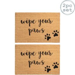 Nicola Spring Coir Door Mats - 90 x 60cm - Paws - Set of 2 - Size: 60 cm x 90 cm - thumbnail 1