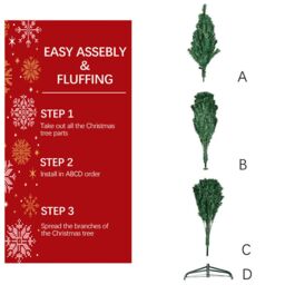 Alivio 6FT Natural Looking Artificial Christmas Tree Built-In LED Lights with Stand for Home Office Decoration in Green - thumbnail 5